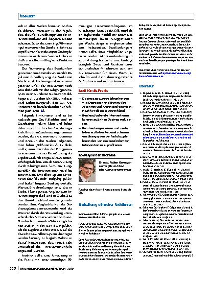 Vorschauseite 5: Disstressassoziierte Erkrankungen im Arztberuf – Wie wirksam sind resilienzfördernde Interventionen?