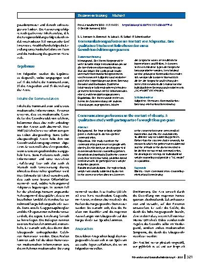 Vorschauseite 3: Kommunikationspräfenzen im Kontext von Adipositas