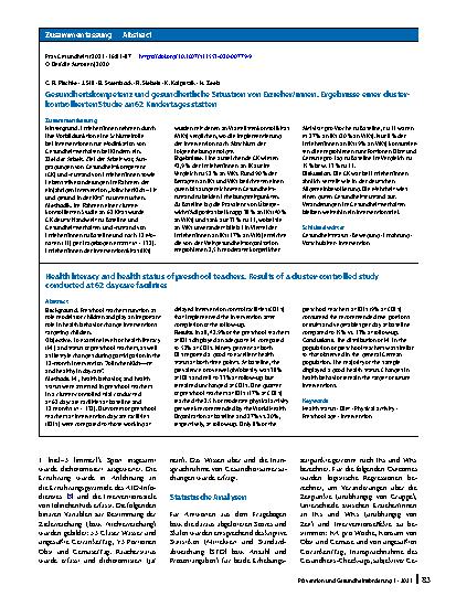 Vorschauseite 3: Gesundheitskompetenz und gesundheitliche Situation von Erzieher/innen