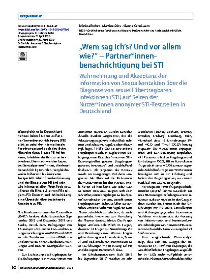 Vorschauseite 1: „Wem sag ich’s? Und vor allem wie? “ – Partner*innenbenachrichtigung bei STI