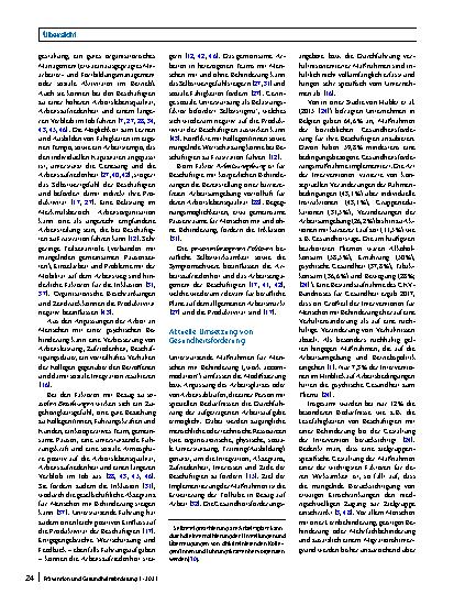 Vorschauseite 4: Arbeitsbezogene Gesundheit in Inklusionsbetrieben – eine Übersicht zur Arbeitsund Gesundheitssituation der Beschäftigten und der betrieblichen Gesundheitsförderung