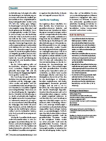 Vorschauseite 6: Arbeitsbezogene Gesundheit in Inklusionsbetrieben – eine Übersicht zur Arbeitsund Gesundheitssituation der Beschäftigten und der betrieblichen Gesundheitsförderung