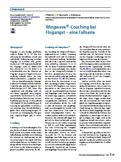 Vorschauseite 1: Wingwave®-Coaching bei Flugangst – eine Fallserie
