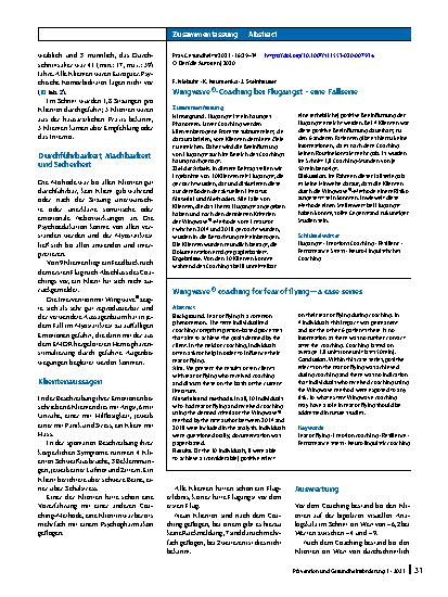 Vorschauseite 3: Wingwave®-Coaching bei Flugangst – eine Fallserie