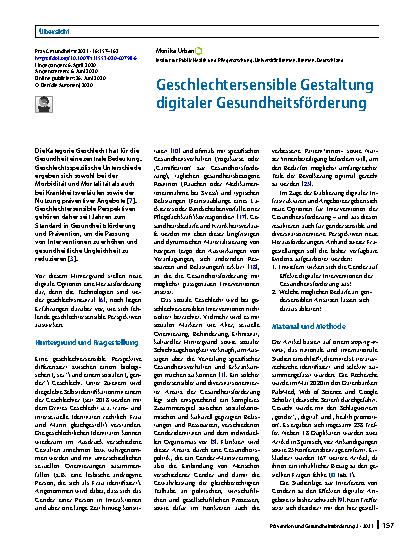 Vorschauseite 1: Geschlechtersensible Gestaltung digitaler Gesundheitsförderung