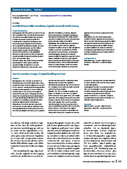 Vorschauseite 3: Geschlechtersensible Gestaltung digitaler Gesundheitsförderung