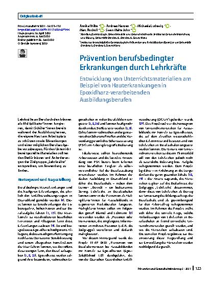 Vorschauseite 1: Prävention berufsbedingter Erkrankungen durch Lehrkräfte