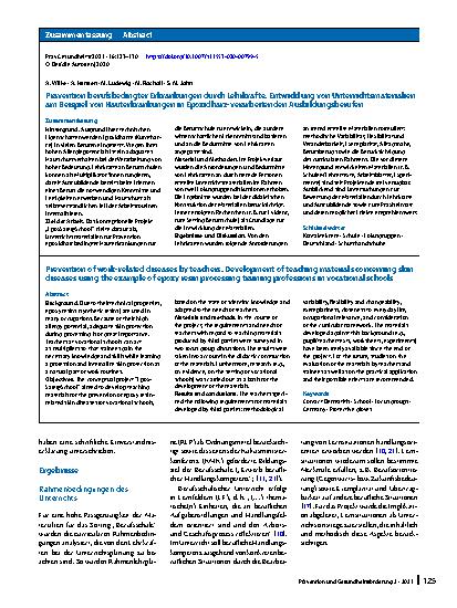 Vorschauseite 3: Prävention berufsbedingter Erkrankungen durch Lehrkräfte