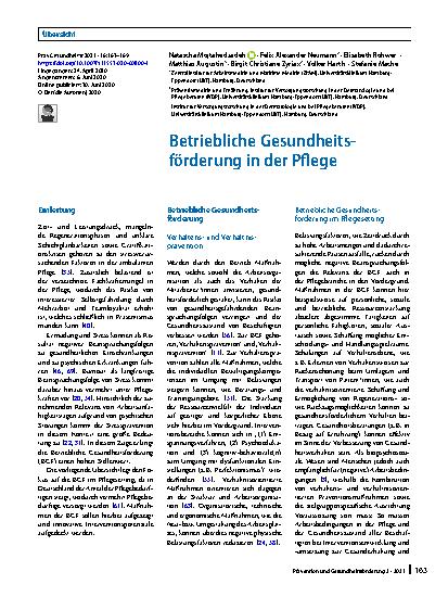 Vorschauseite 1: Betriebliche Gesundheitsförderung in der Pflege