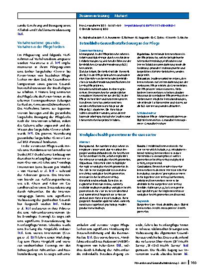 Vorschauseite 3: Betriebliche Gesundheitsförderung in der Pflege