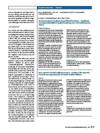 Vorschauseite 3: Nutzerorientierte familiäre Gesundheitsförderung – Ergebnisse der wissenschaftlichen Begleitforschung zum Netzwerk Gesunde Kinder