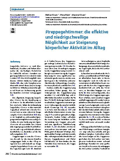Vorschauseite 1: #treppegehtimmer: die effektive und niedrigschwellige Möglichkeit zur Steigerung körperlicher Aktivität im Alltag