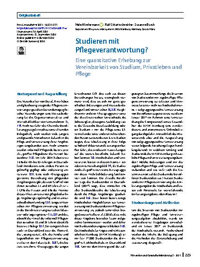 Vorschauseite 1: Studieren mit Pflegeverantwortung?