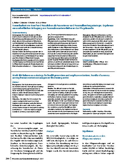 Vorschauseite 3: Vereinbarkeit von Beruf und Privatleben als Präventionsund Personalbindungsstrategie