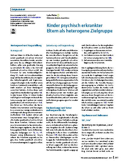 Vorschauseite 1: Kinder psychisch erkrankter Eltern als heterogene Zielgruppe