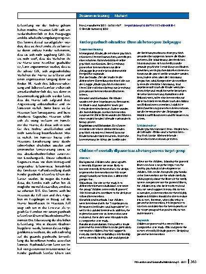 Vorschauseite 3: Kinder psychisch erkrankter Eltern als heterogene Zielgruppe