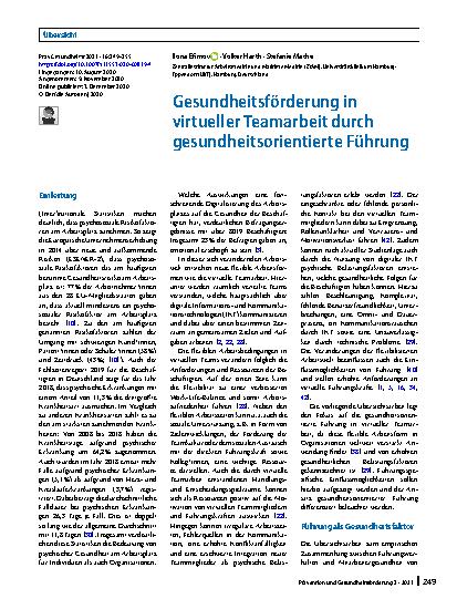 Vorschauseite 1: Gesundheitsförderung in virtueller Teamarbeit durch gesundheitsorientierte Führung