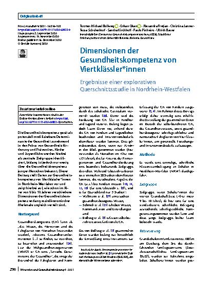 Vorschauseite 1: Dimensionen der Gesundheitskompetenz von Viertklässler*innen