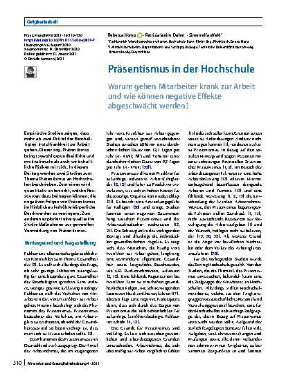 Vorschauseite 1: Präsentismus in der Hochschule