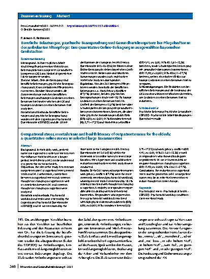 Vorschauseite 3: Berufliche Belastungen, psychische Beanspruchung und Gesundheitskompetenz bei Pflegekräften in der ambulanten Altenpflege: Eine quantitative Online-Befragung in ausgewählten bayer…