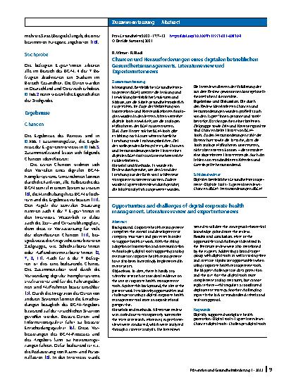 Vorschauseite 3: Chancen und Herausforderungen eines digitalen betrieblichen Gesundheitsmanagements