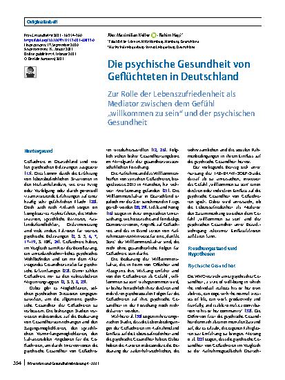 Vorschauseite 1: Die psychische Gesundheit von Geflüchteten in Deutschland