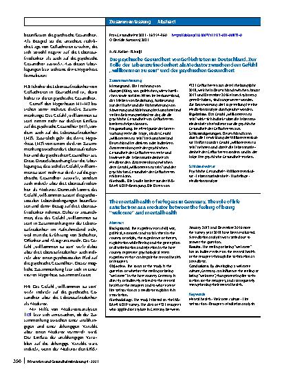 Vorschauseite 3: Die psychische Gesundheit von Geflüchteten in Deutschland