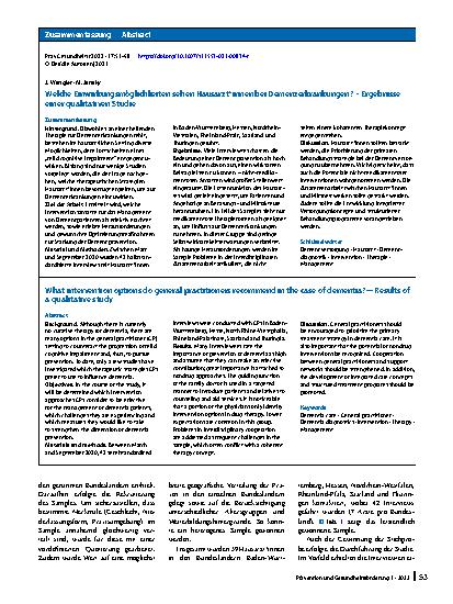 Vorschauseite 3: Welche Einwirkungsmöglichkeiten sehen Hausärzt*innen bei Demenzerkrankungen? – Ergebnisse einer qualitativen Studie