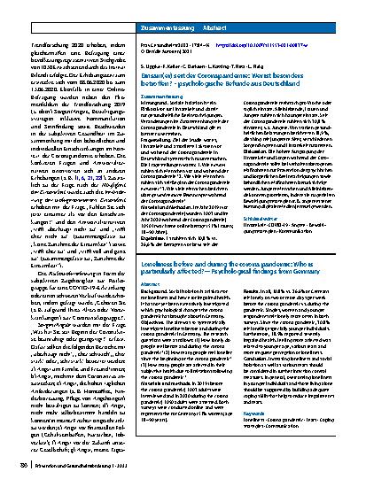Vorschauseite 3: Einsam(er) seit der Coronapandemie: Wer ist besonders betroffen? – psychologische Befunde aus Deutschland
