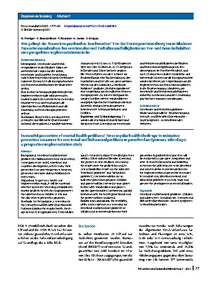Vorschauseite 3: Wie gelingt die Prävention psychischer Beschwerden?