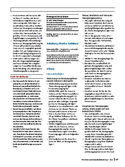 Vorschauseite 6: Potenziale der Bewegungsförderung älterer Menschen im hausärztlichen Setting – eine explorative Interviewstudie mit Allgemeinmedizinern