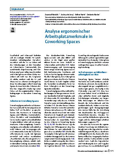 Vorschauseite 1: Analyse ergonomischer Arbeitsplatzmerkmale in Coworking Spaces