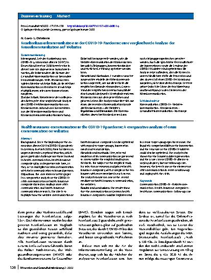 Vorschauseite 3: Krankenkassenkommunikation in der COVID-19-Pandemie: eine vergleichende Analyse der Krisenkommunikation auf Websites