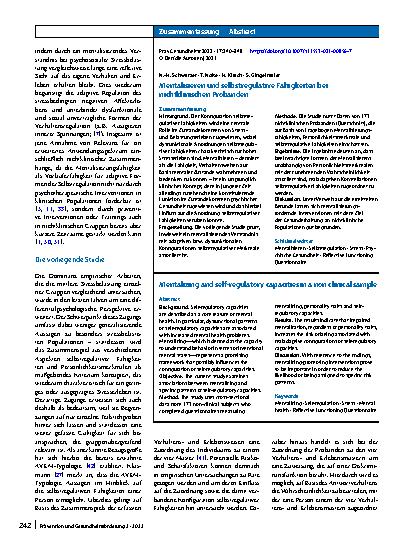 Vorschauseite 3: Mentalisieren und selbstregulative Fähigkeiten bei nichtklinischen Probanden