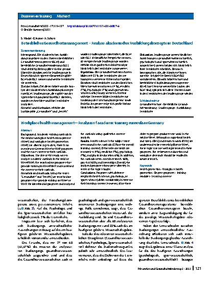 Vorschauseite 3: Betriebliches Gesundheitsmanagement – Analyse akademischer Ausbildungskonzepte in Deutschland