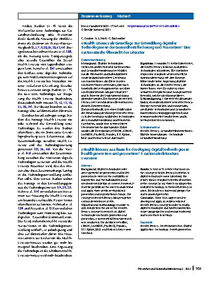Vorschauseite 3: eHealth Literacy als Grundlage zur Entwicklung digitaler Technologien in der Gesundheitsförderung und Prävention? Eine systematische Übersicht der Literatur