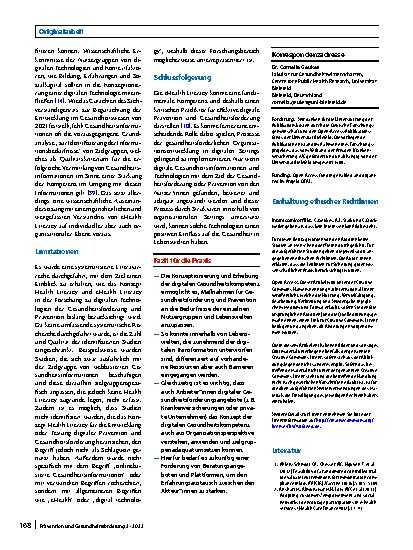 Vorschauseite 6: eHealth Literacy als Grundlage zur Entwicklung digitaler Technologien in der Gesundheitsförderung und Prävention? Eine systematische Übersicht der Literatur