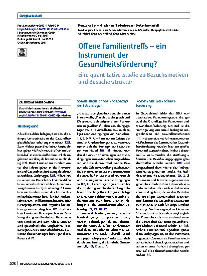 Vorschauseite 1: Offene Familientreffs – ein Instrument der Gesundheitsförderung?