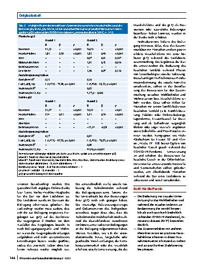 Vorschauseite 6: Haushaltsklima, Alleinleben und gesundheitsbezogene Lebensqualität während des COVID-19-Lockdowns in Deutschland