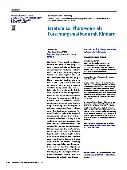 Vorschauseite 1: Erratum zu: Photovoice als Forschungsmethode mit Kindern