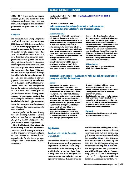 Vorschauseite 3: Achtsamkeit in der Schule (AISCHU) – Evaluation der Weiterbildung für Lehrkräfte zur Stressreduktion