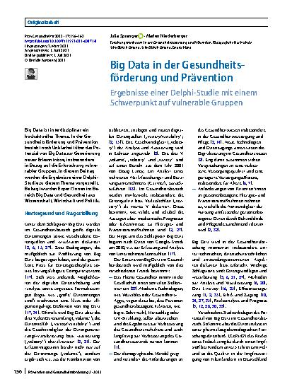 Vorschauseite 1: Big Data in der Gesundheitsförderung und Prävention