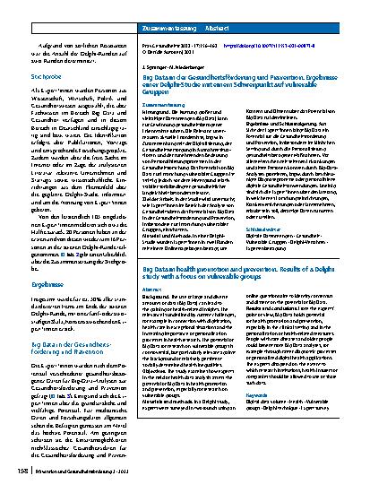 Vorschauseite 3: Big Data in der Gesundheitsförderung und Prävention