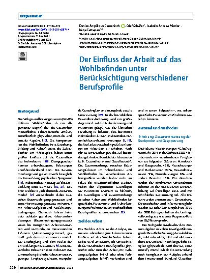 Vorschauseite 1: Der Einfluss der Arbeit auf das Wohlbefinden unter Berücksichtigung verschiedener Berufsprofile
