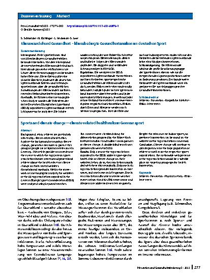 Vorschauseite 3: Klimawandel und Gesundheit – klimabedingte Gesundheitsrisiken im deutschen Sport