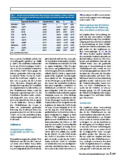 Vorschauseite 5: Alkoholkonsum bei Medizinstudierenden. Eine Analyse über 7 Jahre (2011 bis 2017)