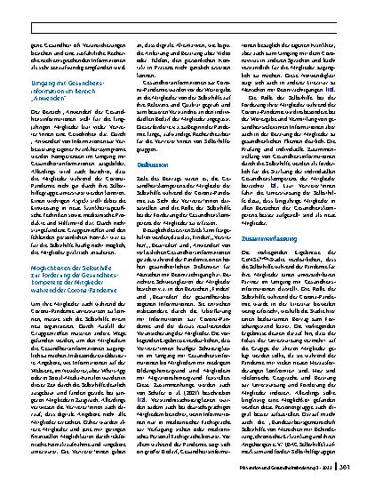 Vorschauseite 5: Selbsthilfe und Gesundheitskompetenz während der Corona-Pandemie: Ergebnisse der qualitativen GeMSeHeCo-Studie