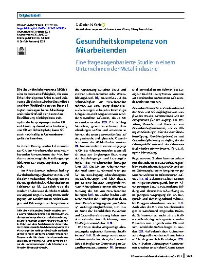 Vorschauseite 1: Gesundheitskompetenz von Mitarbeitenden
