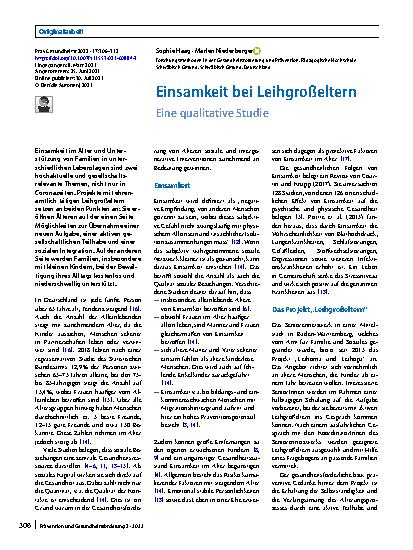 Vorschauseite 1: Einsamkeit bei Leihgroßeltern