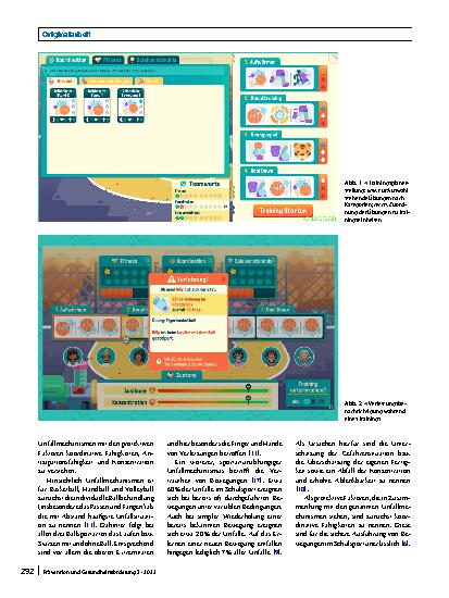 Vorschauseite 2: Prävention von Ballsportunfällen an Schulen mittels eines „serious game“: Konzeptvorstellung und begleitende Evaluation